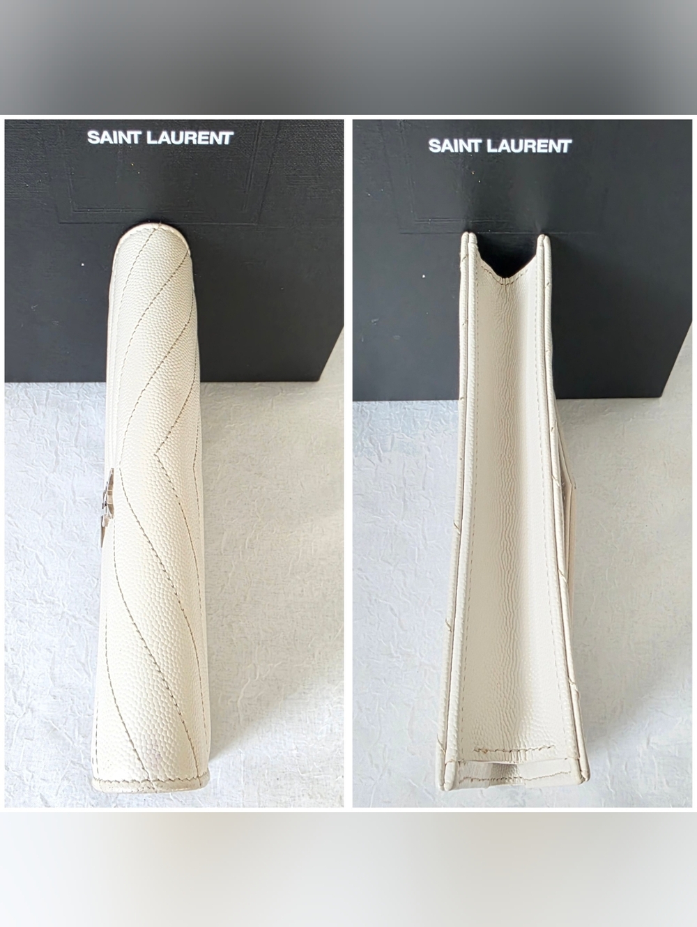 Auth YSL Yves Saint Laurent Grain De Poudre Chevron Envelope Woc - Picture 8 of 10